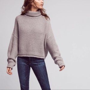 Anthropologie Moth Grey Knit Turtleneck Sweater XS